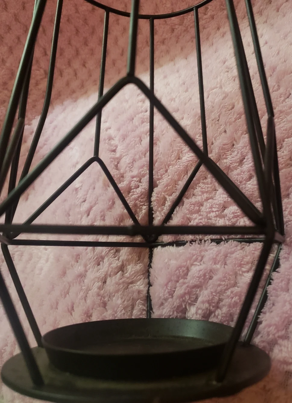 NWOT IKEA PÄRLBAND Black Geometric Wire Candle Holder Set of 2 Large & Small